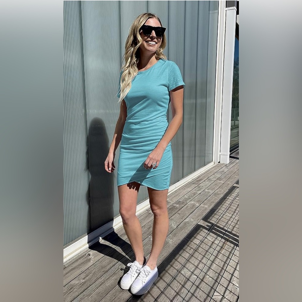 Summer Casual Beach Dress Crew Neck Short Sleeve Wrap